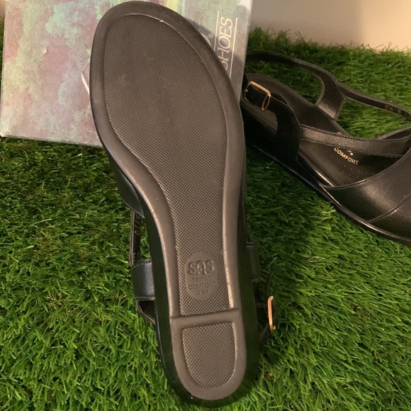 SAS BLACK LEATHER SUNTIMER SANDALS 7.5 N - Picture 3 of 4